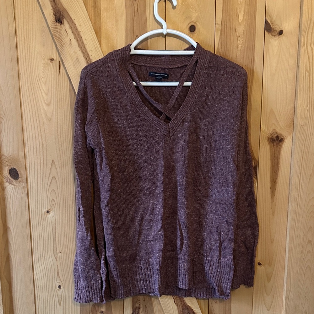 American Eagle Outfitters Maroon Knit Sweater